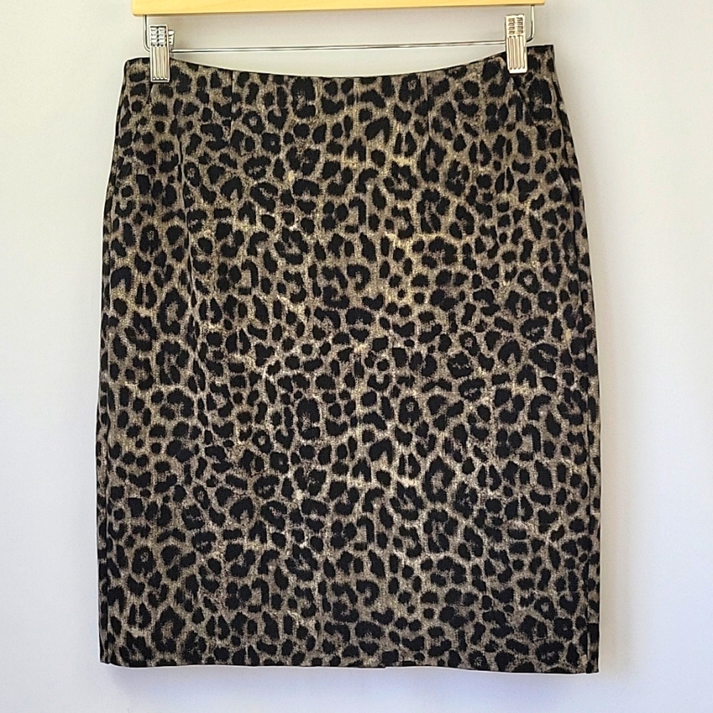 CAbi Jungle Skirt Taupe/Gray/Black Puma Leopard Print Size 4 NWOT